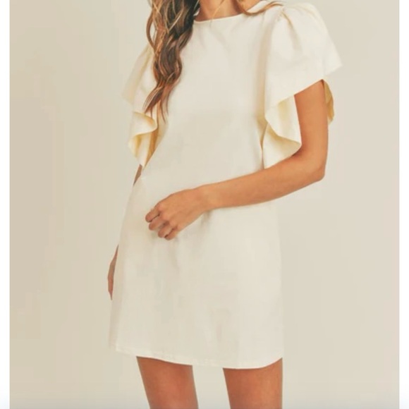 Cotton T Shirt BigRufflr Dress with Ruffle Sleeves - Picture 2 of 4